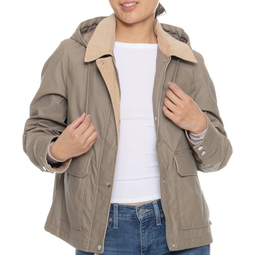 NWT Sanctuary Corduroy Collar Barn Coat Removable Hood Gorpcore Winter Utility-L